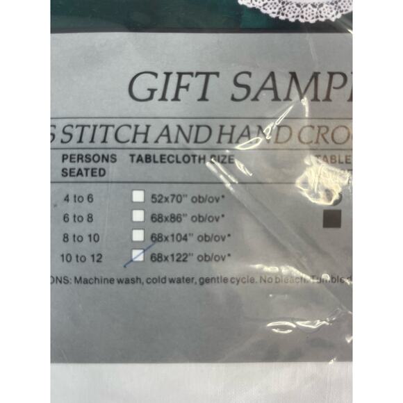 Vintage Hand Cross Stitch Lace Tablecloth Christmas Tree 68 x 122 NOS - Picture 4 of 7